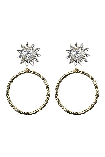 Gold Finish Crystal Hoop Earrings