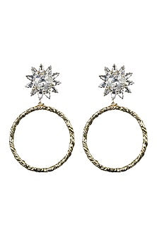 Gold Finish Crystal Hoop Earrings