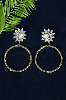 Gold Finish Crystal Hoop Earrings