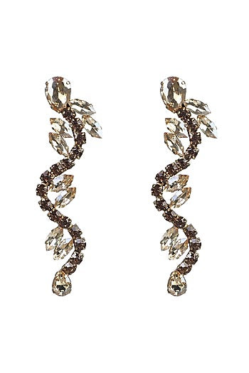 Gold Finish Zircons Serpentine Earrings