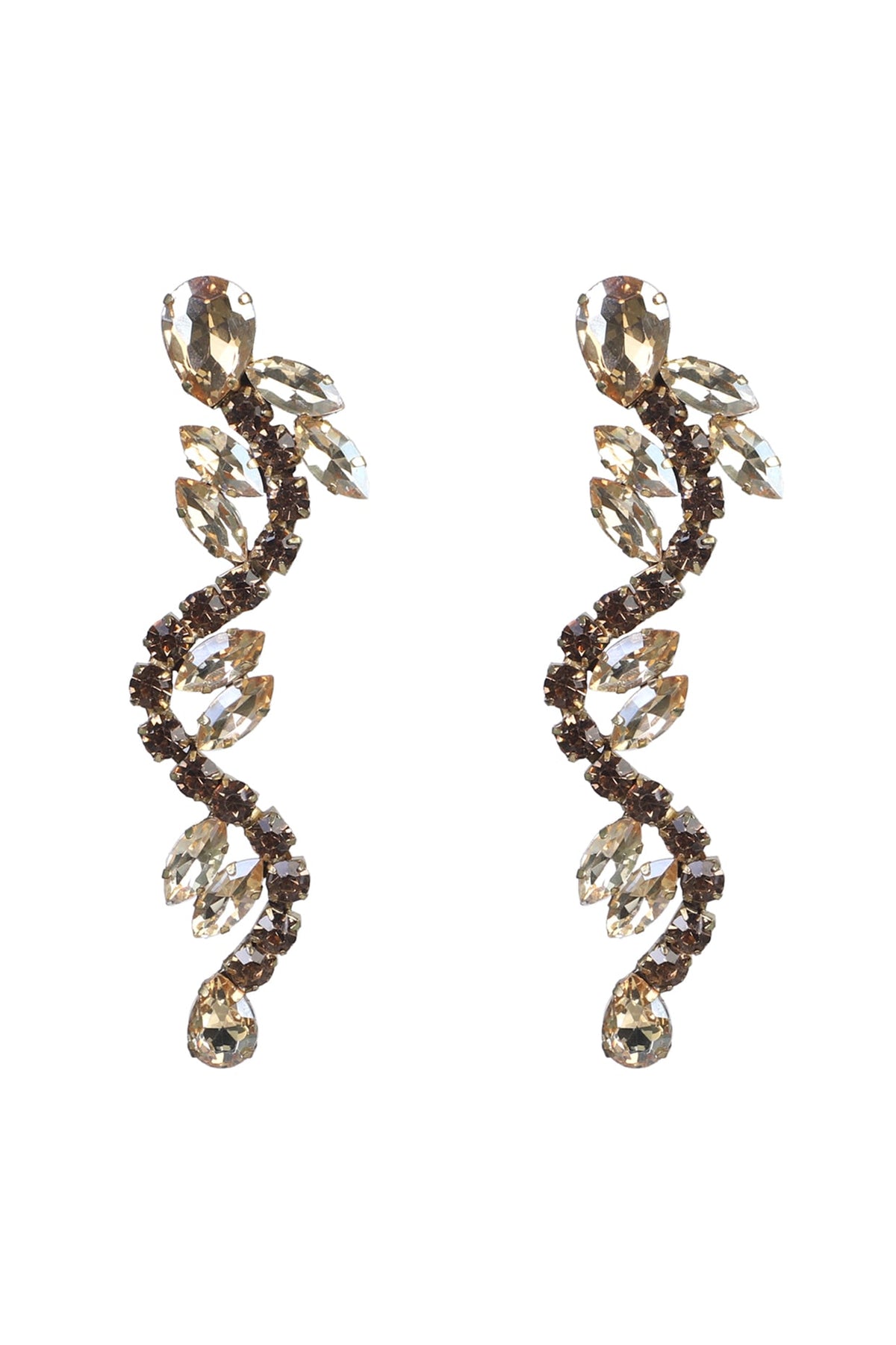 Gold Finish Zircons Serpentine Earrings