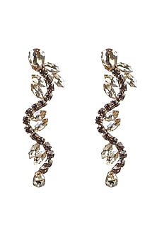 Gold Finish Zircons Serpentine Earrings