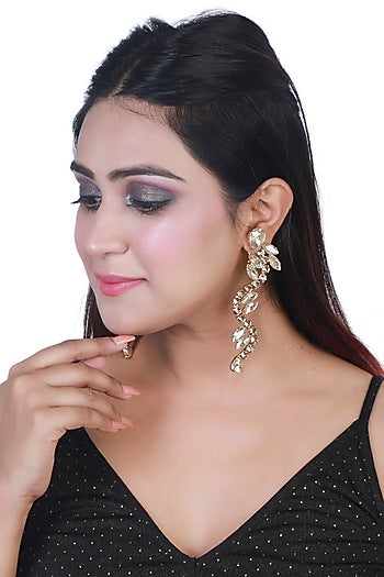 Gold Finish Zircons Serpentine Earrings