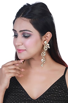 Gold Finish Zircons Serpentine Earrings