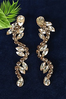Gold Finish Zircons Serpentine Earrings