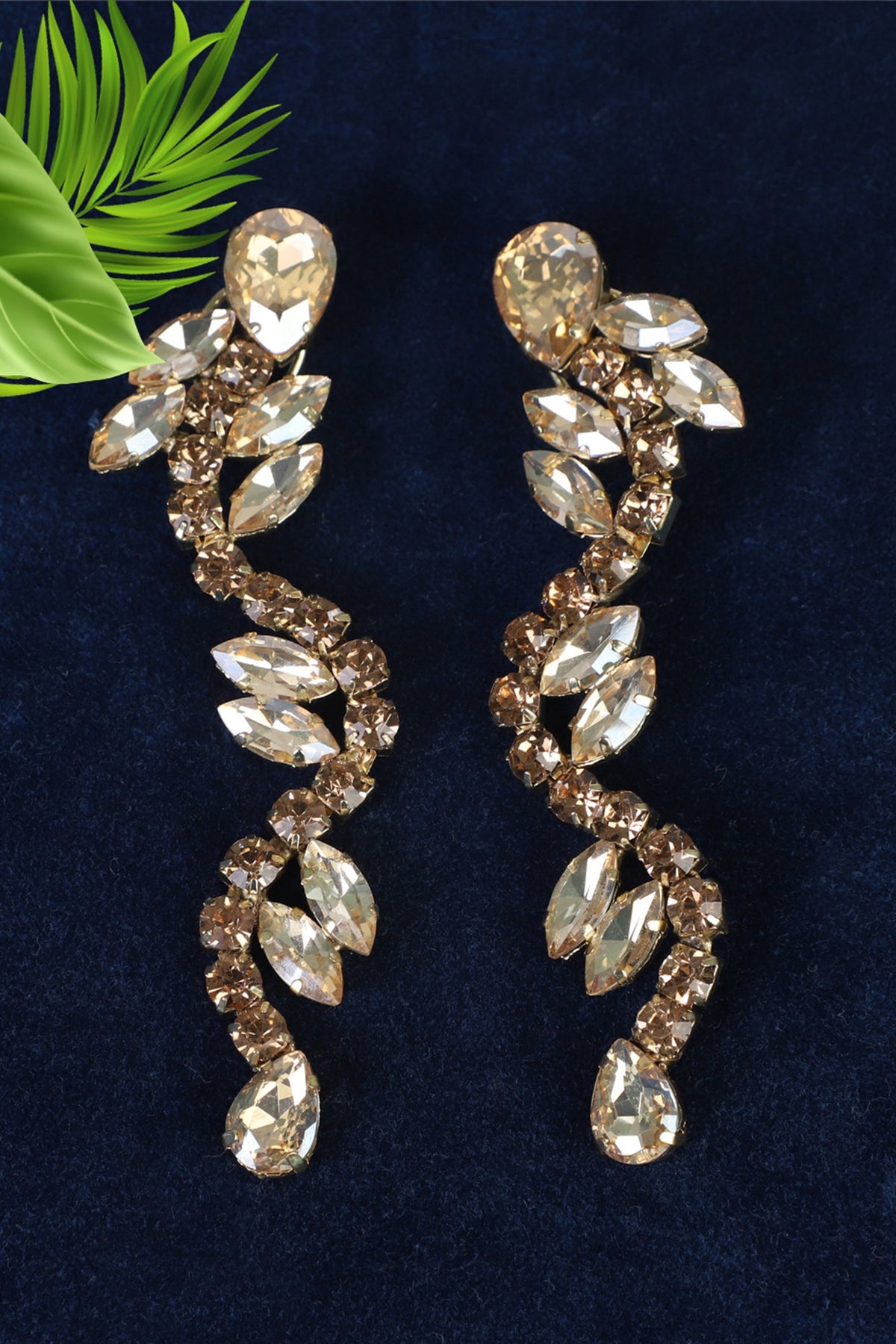 Gold Finish Zircons Serpentine Earrings