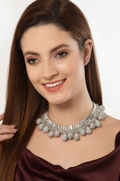Silver Finish Crystal Necklace