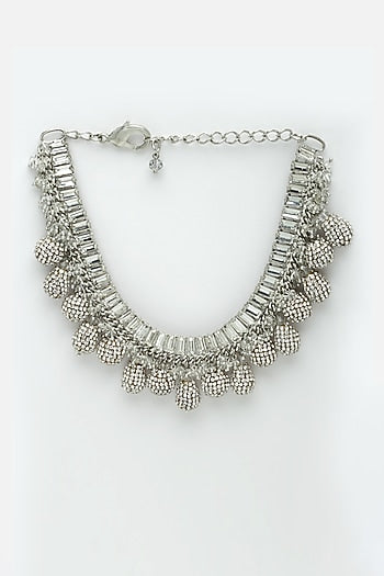 Silver Finish Crystal Necklace