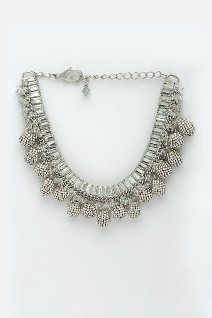 Silver Finish Crystal Necklace