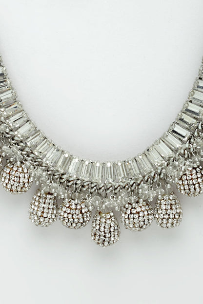 Silver Finish Crystal Necklace