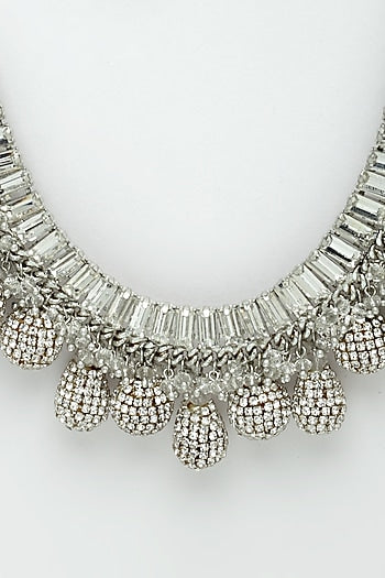 Silver Finish Crystal Necklace