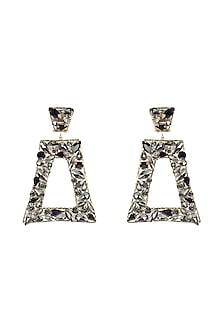 Gunmetal Crystal Dangler Earrings