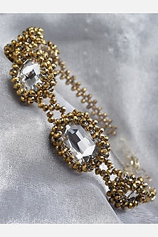 Gold Beaded & Crystal Choker Necklace