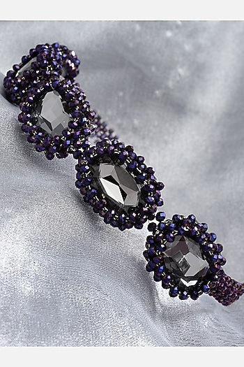 Purple Beaded & Crystal Choker Necklace