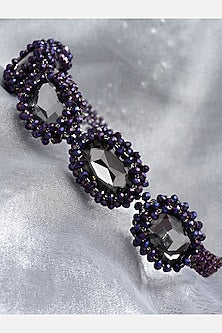 Purple Beaded & Crystal Choker Necklace
