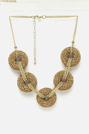 Gold Finish Crystal Donut Necklace