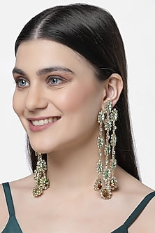 Gold Finish Crystal Dangler Earrings