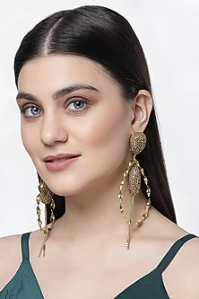 Gold Finish Crystal Dangler Earrings