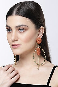 Gold Finish Crystal Dangler Earrings