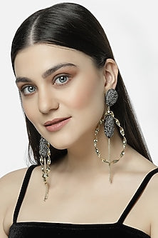 Gold Finish Crystal Dangler Earrings