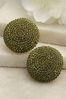 Gold Finish Crystal Stud Earrings