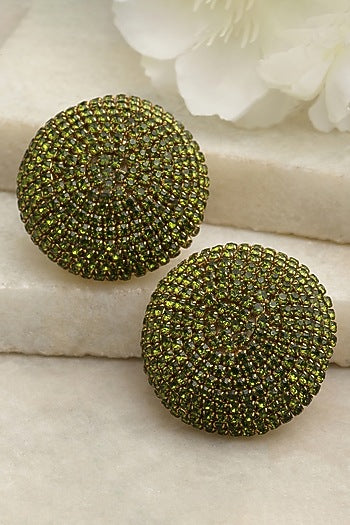 Gold Finish Crystal Stud Earrings