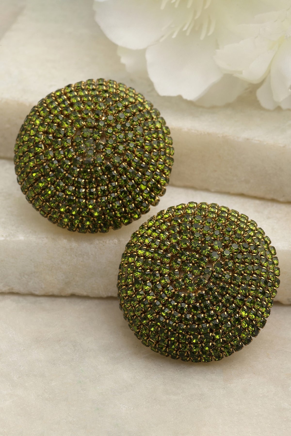 Gold Finish Crystal Stud Earrings