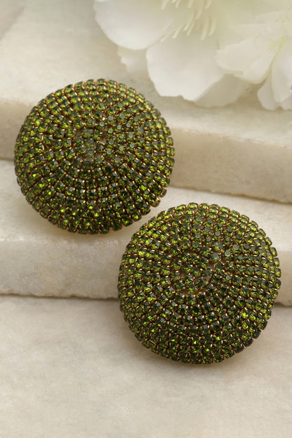 Gold Finish Crystal Stud Earrings