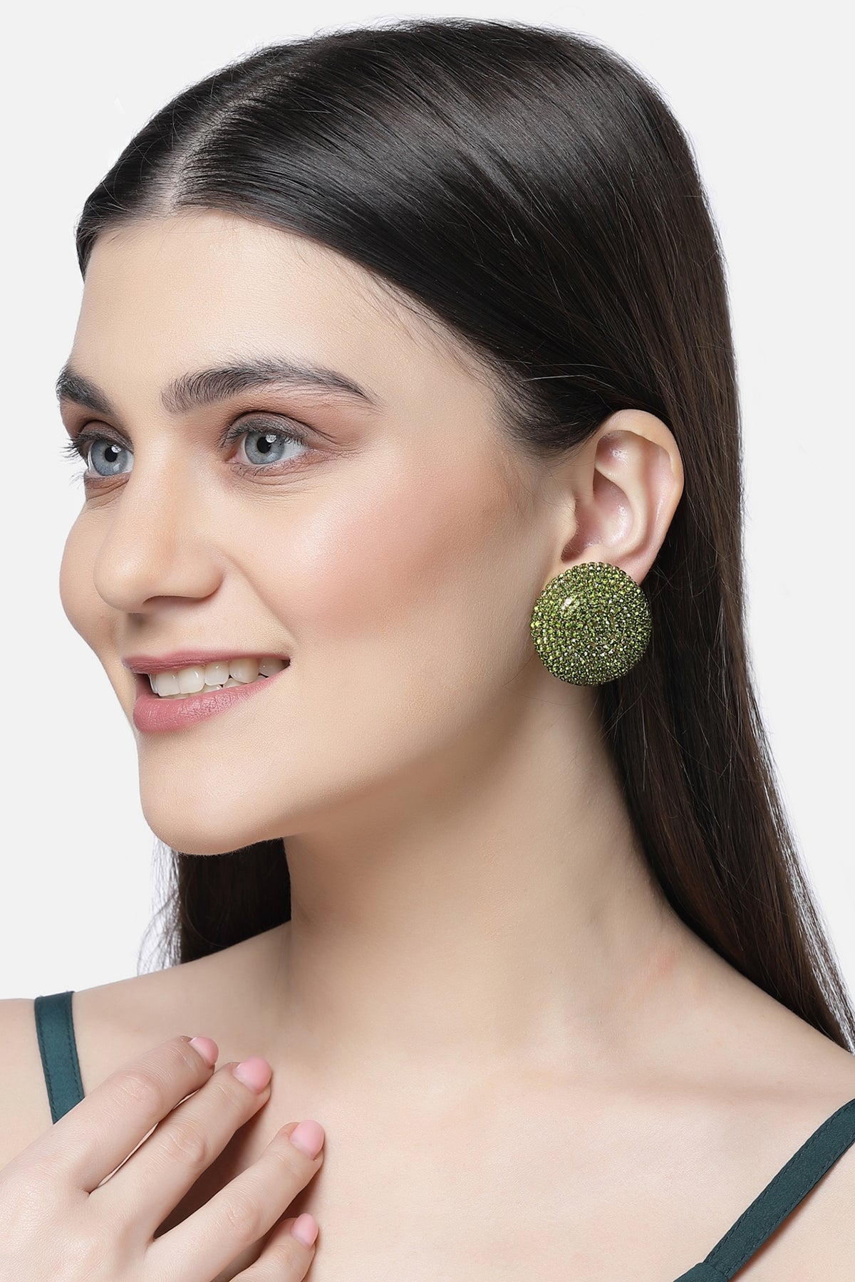 Gold Finish Crystal Stud Earrings