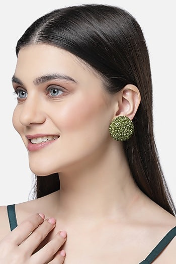 Gold Finish Crystal Stud Earrings