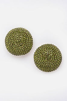 Gold Finish Crystal Stud Earrings