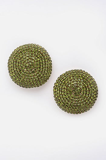 Gold Finish Crystal Stud Earrings