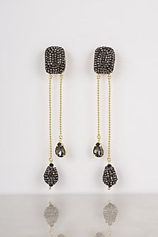 Gold Finish Crystal Dangler Earrings