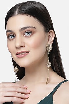 Gold Finish Crystal Dangler Earrings
