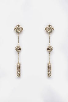 Gold Finish Crystal Dangler Earrings