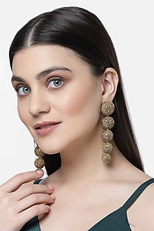 Gold Finish Crystal Dangler Earrings