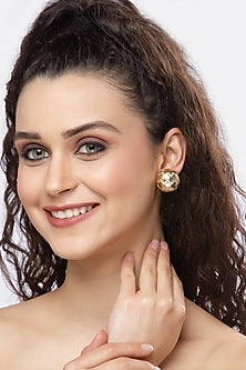 Gold Finish Zircon Stud Earrings
