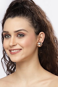 Rose Gold Finish Zircon Stud Earrings