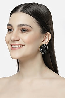 Gold Finish Crystal Stud Earrings