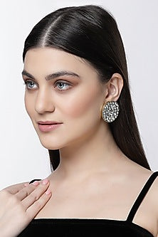Gold Finish Crystal Stud Earrings