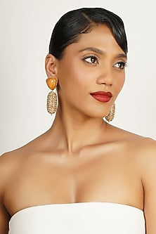 Orange Crystal Dangler Earrings