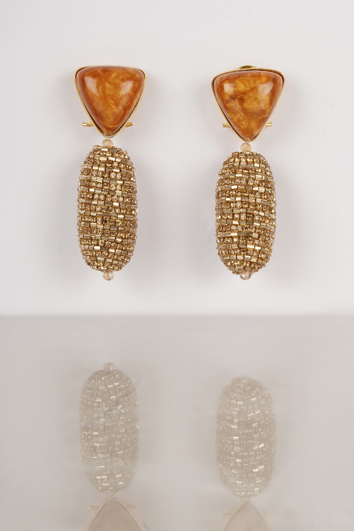 Orange Crystal Dangler Earrings