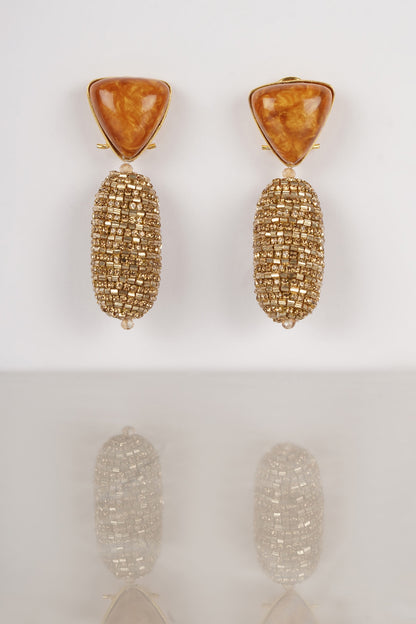 Orange Crystal Dangler Earrings