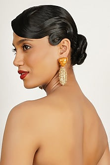 Orange Crystal Dangler Earrings