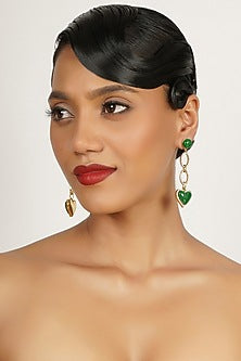 Gold Finish Zircon Enamelled Dangler Earrings