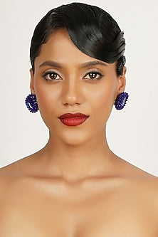 Blue Crystal & Glass Beaded Stud Earrings