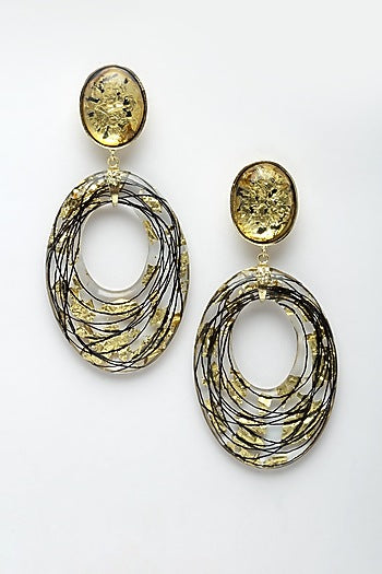 Gold Resin Dangler Earrings