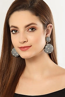Grey Resin Crystal Dangler Earrings