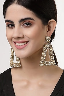 Gold Finish Crystal Dangler Earrings