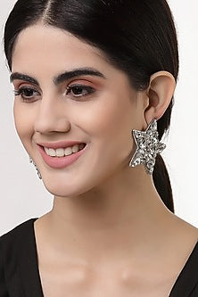 Silver Finish Crystal Stud Earrings
